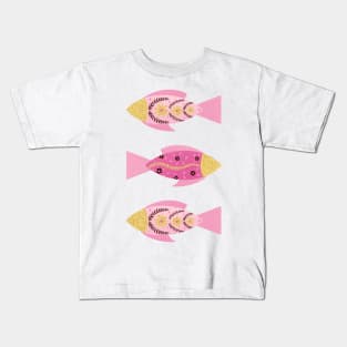 Pink and gold floral fishes Kids T-Shirt